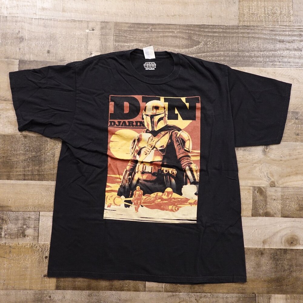 Star Wars The Mandalorian Din Djarin Graphic T-Shirt Men’s‎ XL Black Sci-Fi